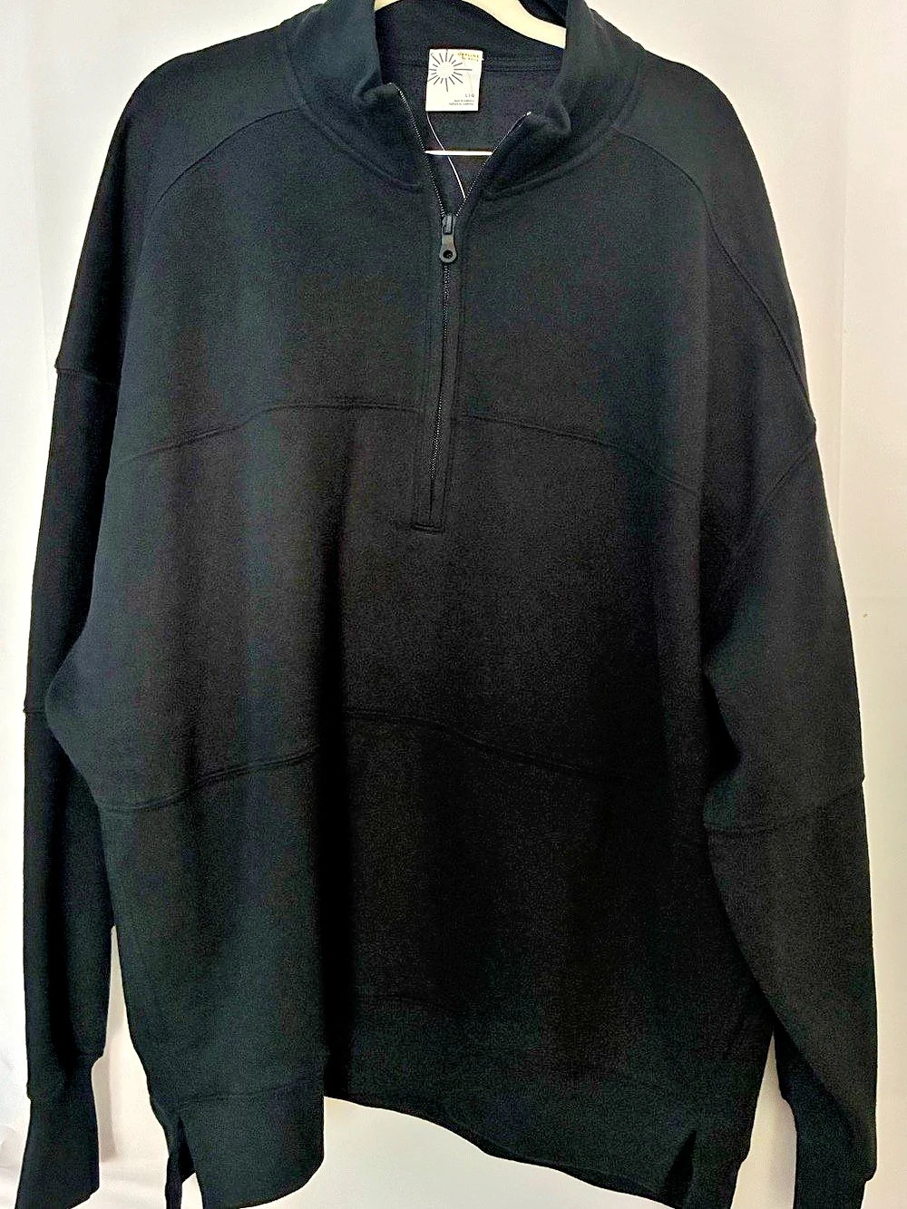 OFFLINE by Aerie Black Oversized Quarter Zip Fleece Sweatshirt Pullover L